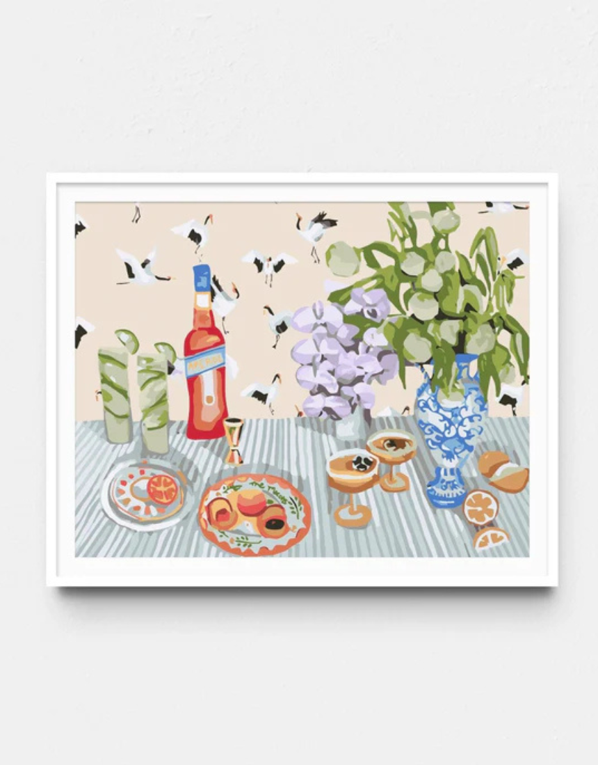 Paint Like Frida girl dinner rolled paint by numbers kit, featuring colorful artwork and numbered sections for easy painting.
