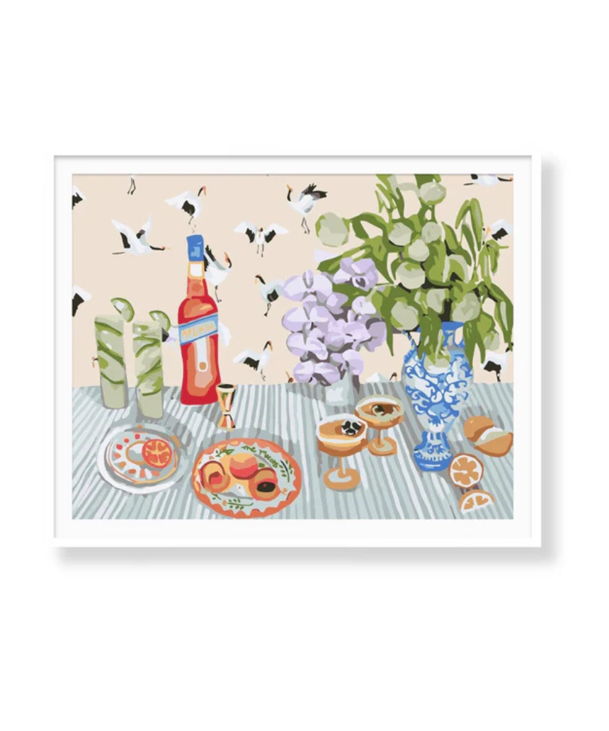 Paint Like Frida girl dinner rolled paint by numbers kit showing colorful canvas with numbered sections for easy painting.