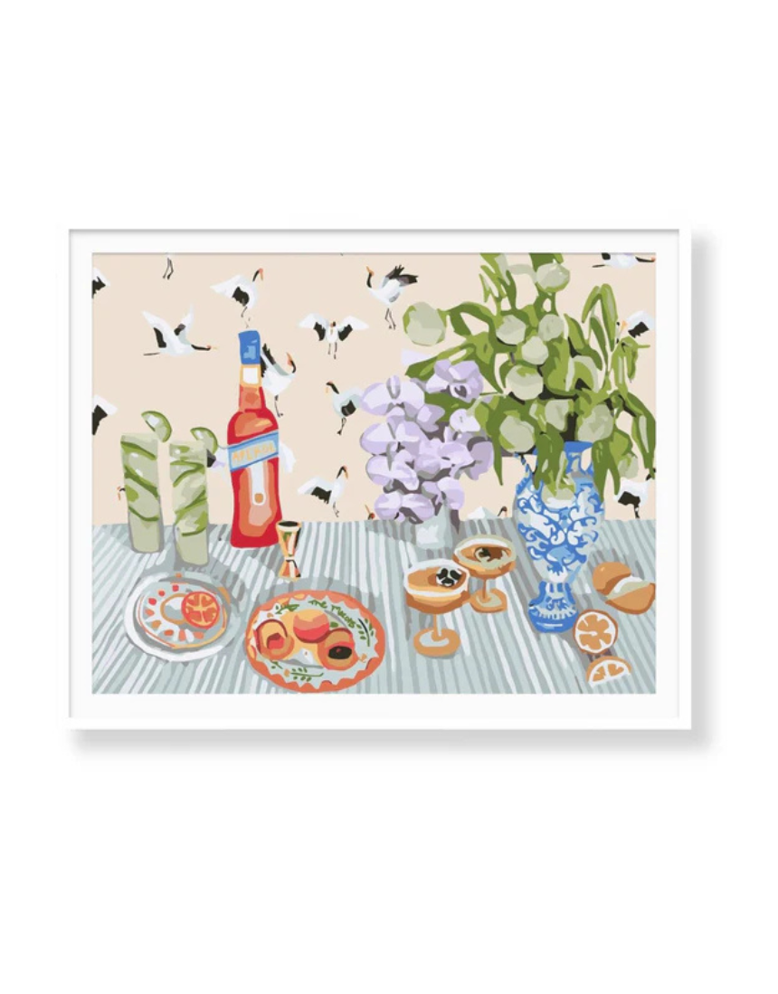 Paint Like Frida girl dinner rolled paint by numbers kit showing colorful canvas with numbered sections for easy painting.