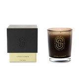 Scarlet & Grace Lotus Flower 60g candle featuring a decorative floral design and soft candle wax, ideal for home ambiance.