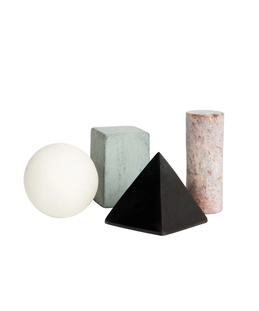 Areaware Drink Rocks Shapes set featuring colorful, geometric stone-like ice cubes for enhancing beverage presentation.