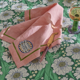 Kip & Co embroidered linen 4-piece napkin set featuring colorful supper club design on soft, stylish fabric for elegant table settings.