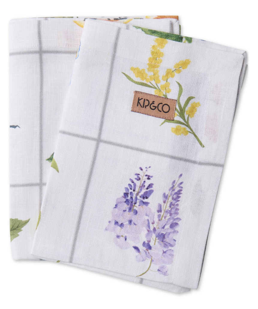 Kip & Co Prairie Linen 4-piece napkin set with stylish, soft fabric and floral pattern for elegant table setting.