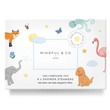 Kids sensory shower steamers by Mindful and Co Kids, colorful and shaped for a calming shower experience.