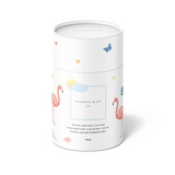 Kids magnesium calming soak by Mindful and Co Kids in a clear bath additive bottle with calming labels.