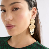 Elk drop earrings in vibrant colors, featuring a sleek design with colorful oval-shaped beads hanging from gold-tone hooks.