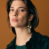 Elk drop earrings with colorful, layered design featuring vibrant shades and elegant dangling style.