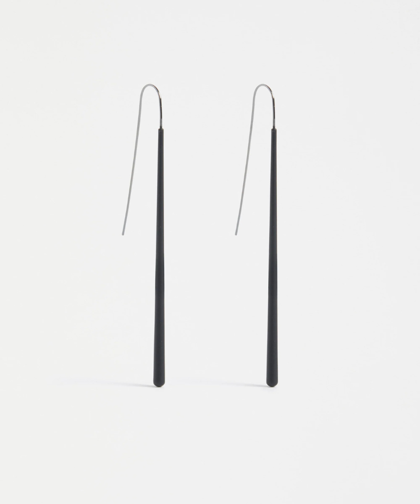 Black Elk Ospenn Drop Earring featuring sleek, modern design with elongated shape and matte finish.