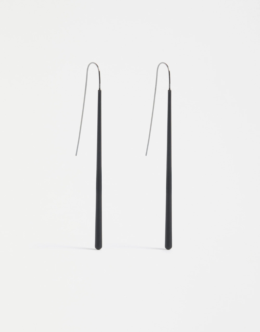 Black Elk Ospenn Drop Earring featuring sleek, modern design with elongated shape and matte finish.