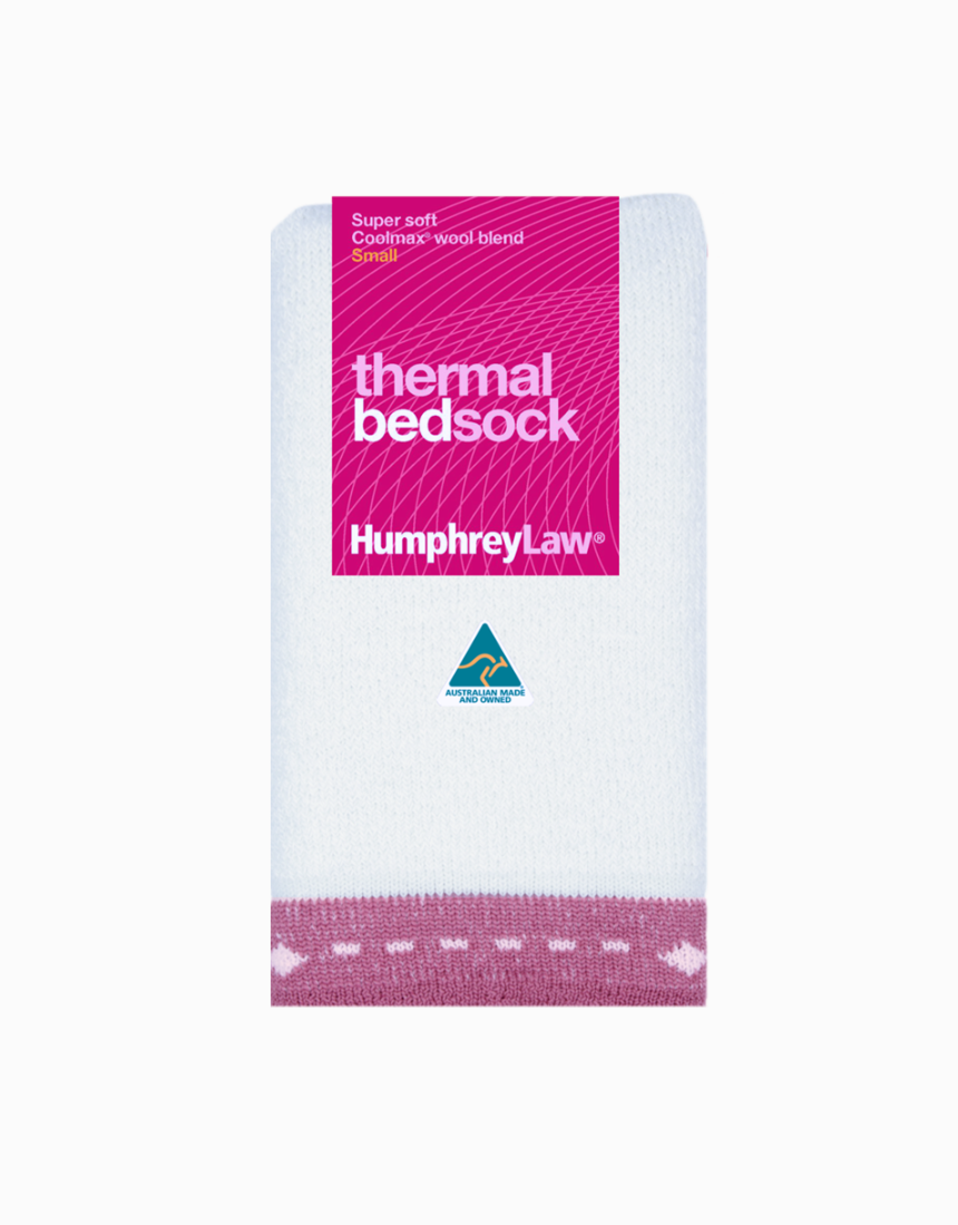 Humphrey Law thermal bed sock in cozy fabric, designed for warmth and comfort, shown in a close-up view.