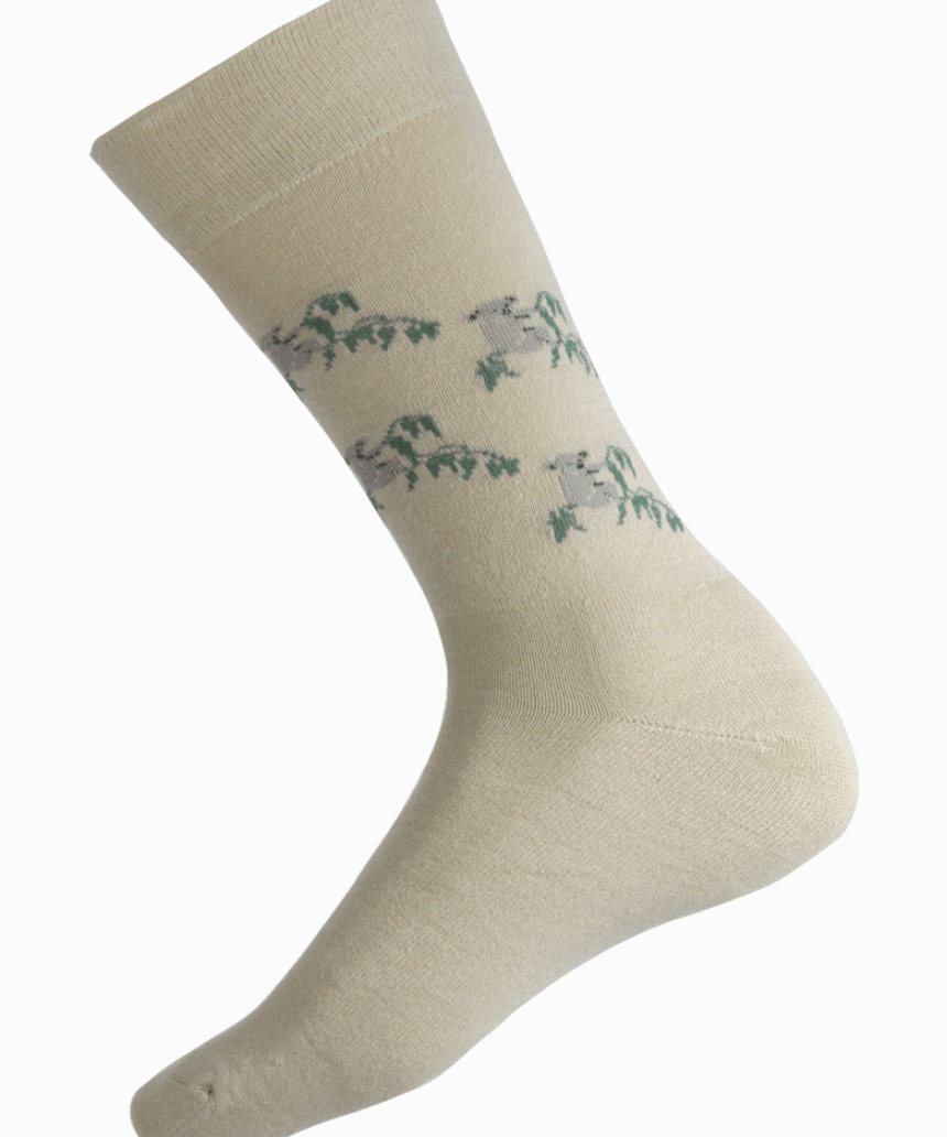 Humphrey Law Australiana socks featuring traditional Australian symbols and patterns in vibrant colors.