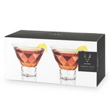 Set of two Viski Gem Crystal Martini glasses with elegant cut designs for sophisticated cocktails.