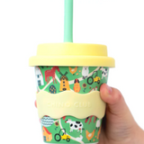Chino Club Farm Baby Chino Cup 4oz for kids, white ceramic cup with farm-themed design, suitable for young children.