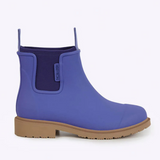 Violet and blue Merry People Bobbi gumboots with waterproof design, perfect for rainy weather.
