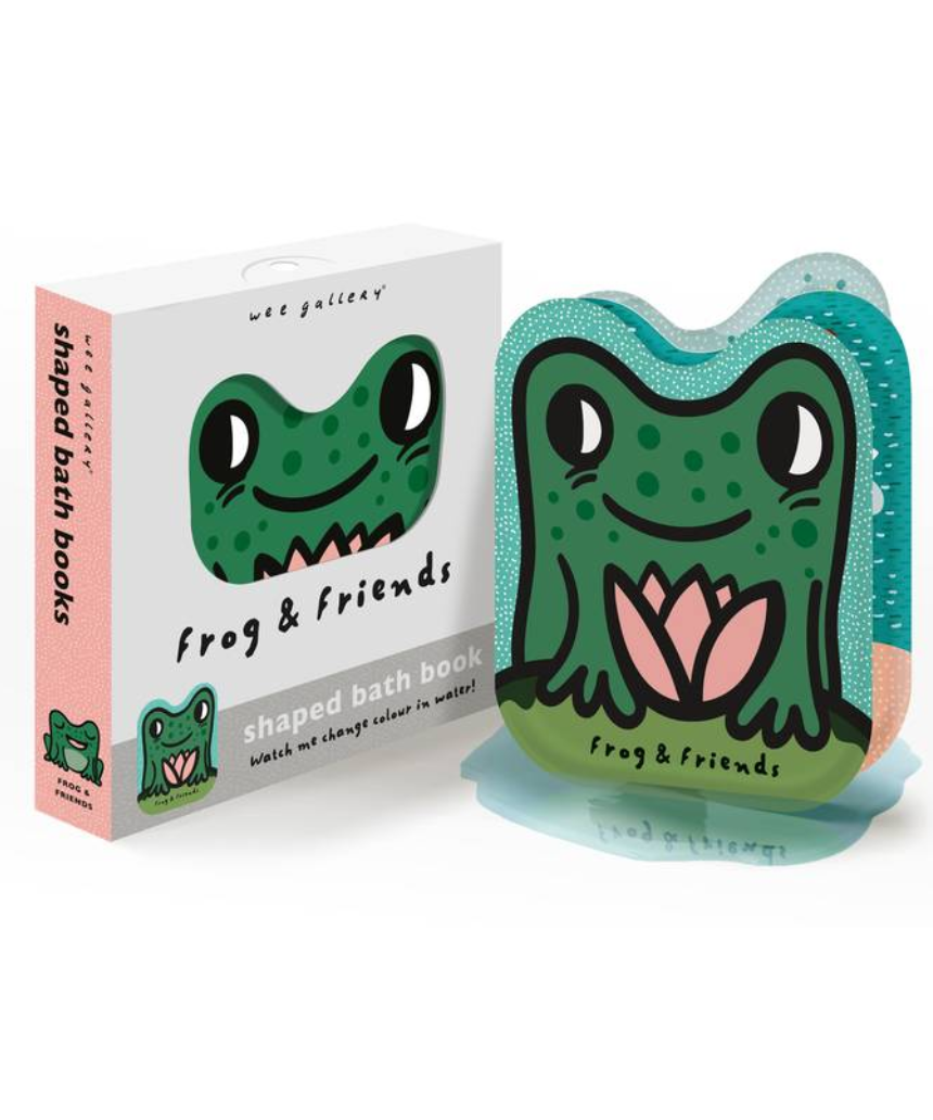 Brumby Sunstate Frog and Friends bath book with colorful frog illustrations for children, designed for water play and learning.