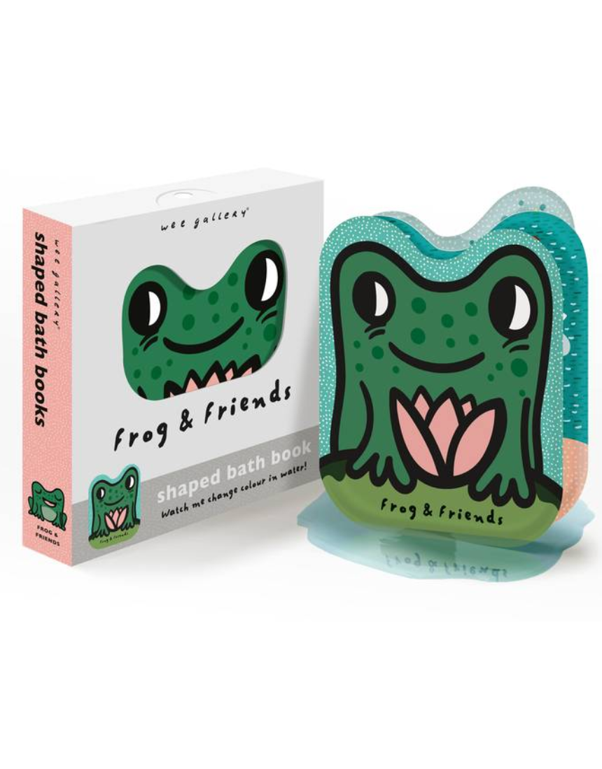 Brumby Sunstate Frog and Friends bath book with colorful frog illustrations for children, designed for water play and learning.