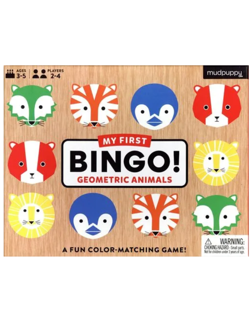 My First Bingo geometric animals board game by Brumby Sunstate featuring colorful animal illustrations for children.