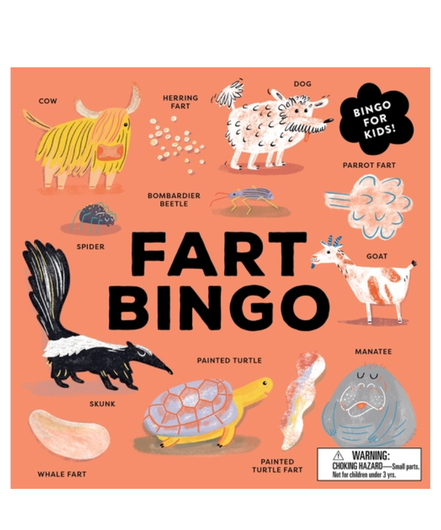 Brumby Sunstate Fart Bingo game with colorful bingo cards and tokens for fun party entertainment.