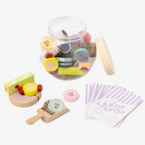 Make Me Iconic kids wooden candy jar toy set featuring colorful, handcrafted wooden candies in a classic jar for imaginative play.