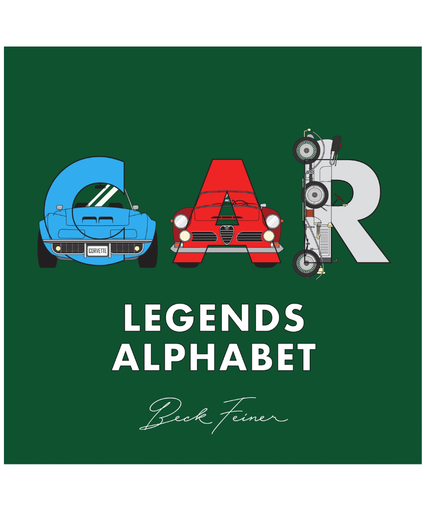 Car Legends Alphabet Book by Brumby Sunstate featuring colorful alphabet illustrations and vehicle images on each page.