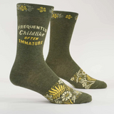 Blue Q childlike M-Crew socks featuring playful, colorful designs on soft fabric, perfect for kids or casual wear.