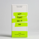 Wild Emery Let That Sh*t Go Shower Steamer 3-pack, natural bath and body product with calming aromatherapy scents.