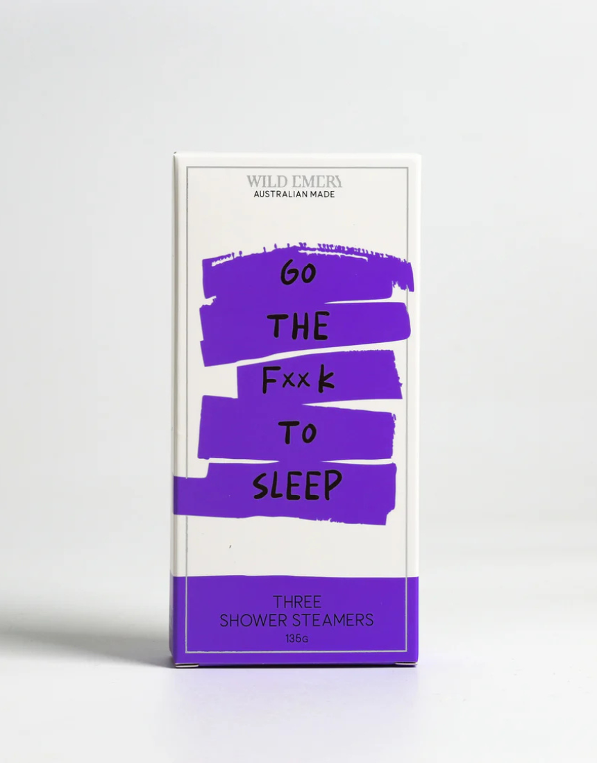 Wild Emery Go the F**k to Sleep shower steamer 3-pack, bath and body product with calming scents, designed for a relaxing shower experience.