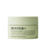 Hunter Lab Daily Relief Cream 50ml in a sleek jar, perfect for soothing and hydrating skin as part of your bath and body routine.