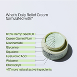 Hunter Lab Daily Relief Cream 50ml in a sleek jar, designed for soothing and hydrating skin in the bath and body skincare routine.