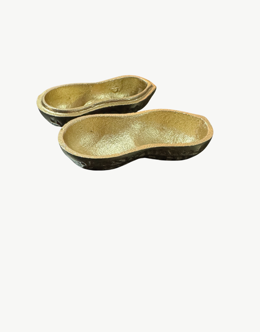 White Moose peanut bowl with a gold interior, featuring a white exterior and decorative design, ideal for serving snacks or small treats.