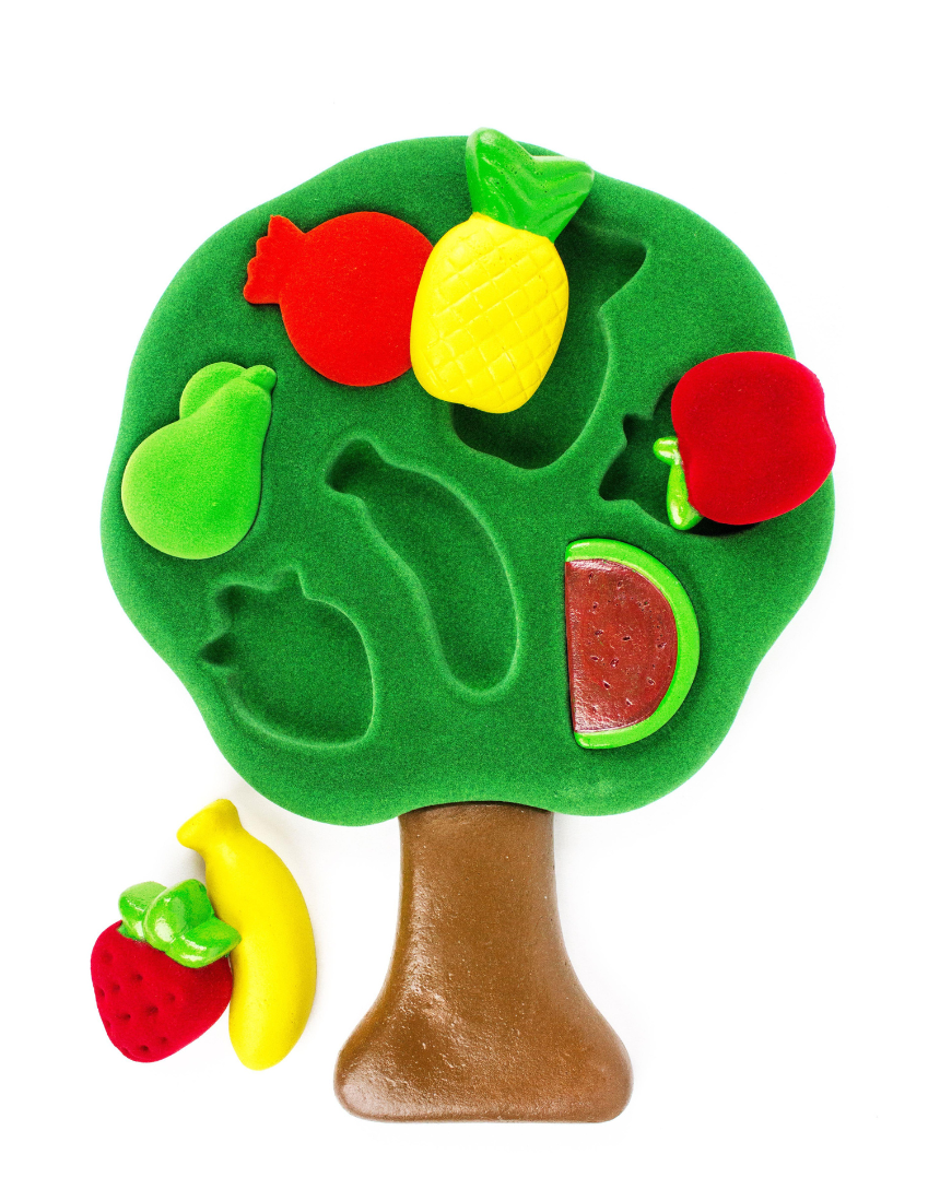 Colorful Rubbabu Shapes Sorter Fruits toy with various fruit shapes and vibrant colors for educational play.