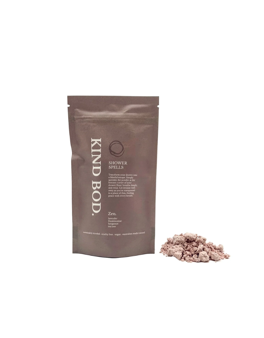 Kind Bod Shower Spell Pack Zen shower steamer with calming herbs and essential oils, designed for a relaxing shower experience.