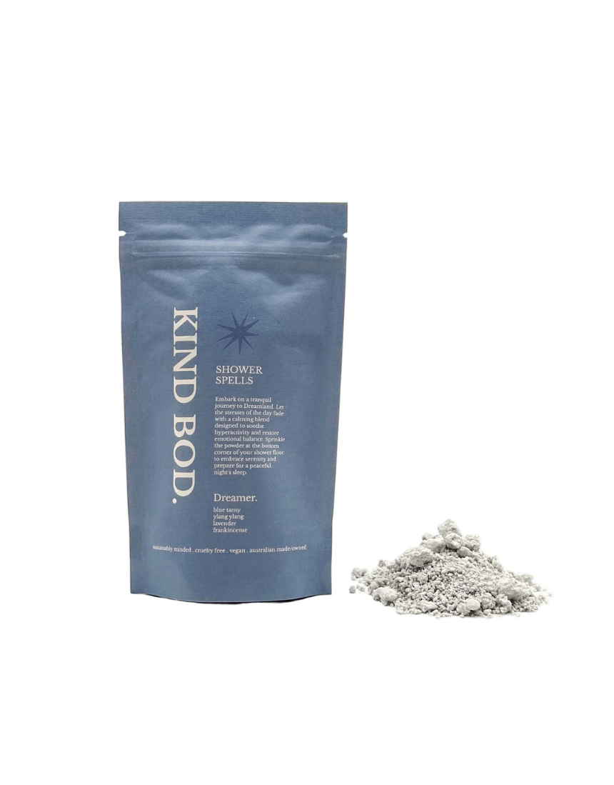 Kind Bod Shower Spell Pack Dreamer shower steamer with floral and herbal ingredients for a relaxing shower experience.