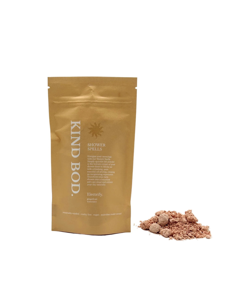 Kind Bod Shower Spell Pack Electrify shower steamer with vibrant colors and natural ingredients for a refreshing shower experience.