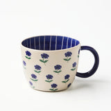 Jones & Co Chino Mug with Forget Me Knot design, white ceramic mug featuring floral pattern and comfortable handle.