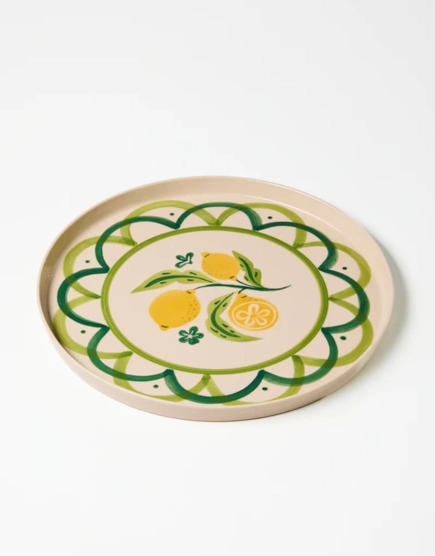 Jones & Co Tavola platter featuring a decorative ceramic design, ideal for serving cheese, fruit, and appetizers.