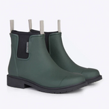 Merry People Bobbi gumboots in forest green, waterproof rubber footwear with a glossy finish and sturdy sole.