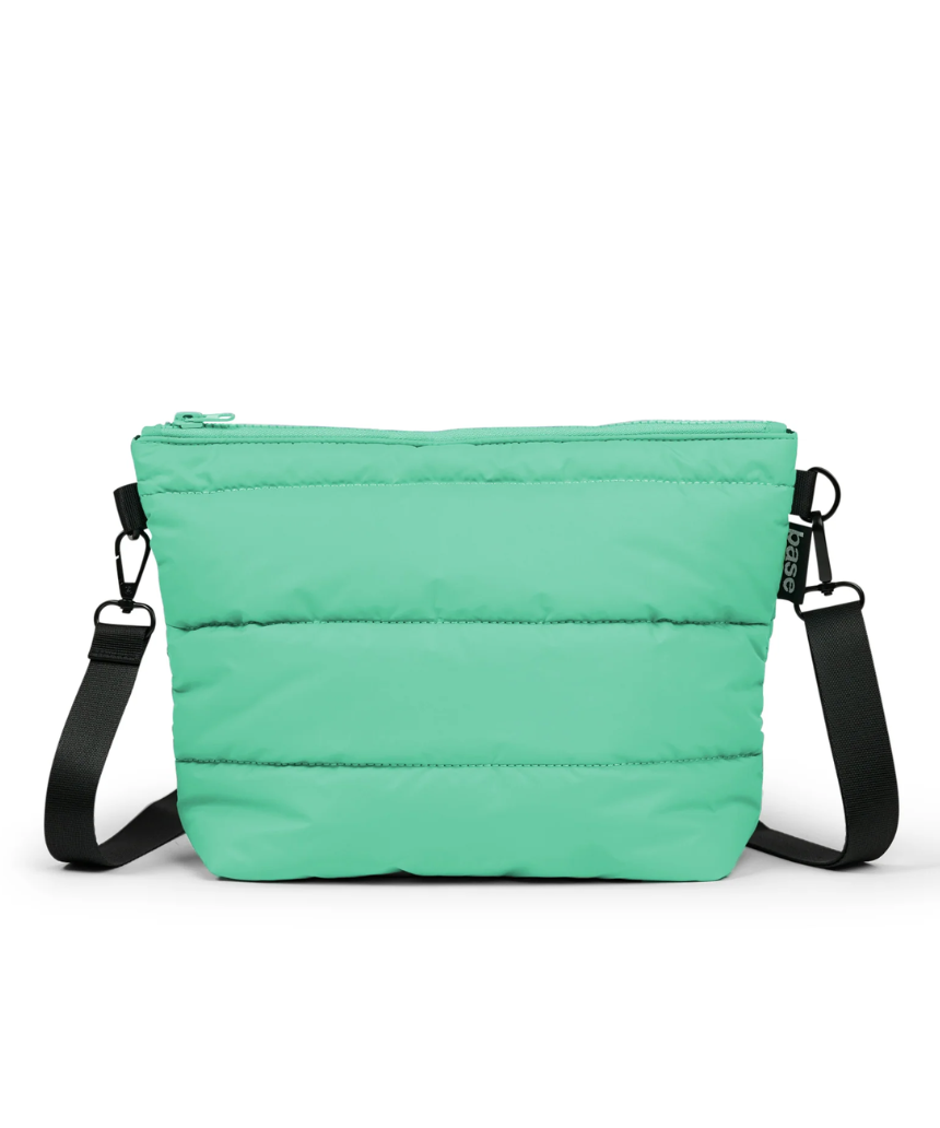 Mint green Crossbody Bag from Base Cloud Stash series, featuring a sleek design with adjustable strap and minimalist style.