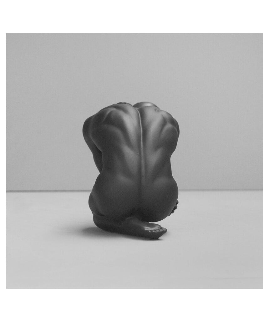 White Moose Body Sculpture Aydian in black, detailed artistic sculpture showcasing form and craftsmanship.