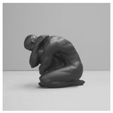 Black White Moose Body Sculpture Aydian, detailed sculpture artwork featuring a sleek black finish and intricate design.