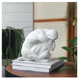 White Moose Body Sculpture Aydian, white ceramic art piece featuring a detailed human figure sculpture on a neutral background.