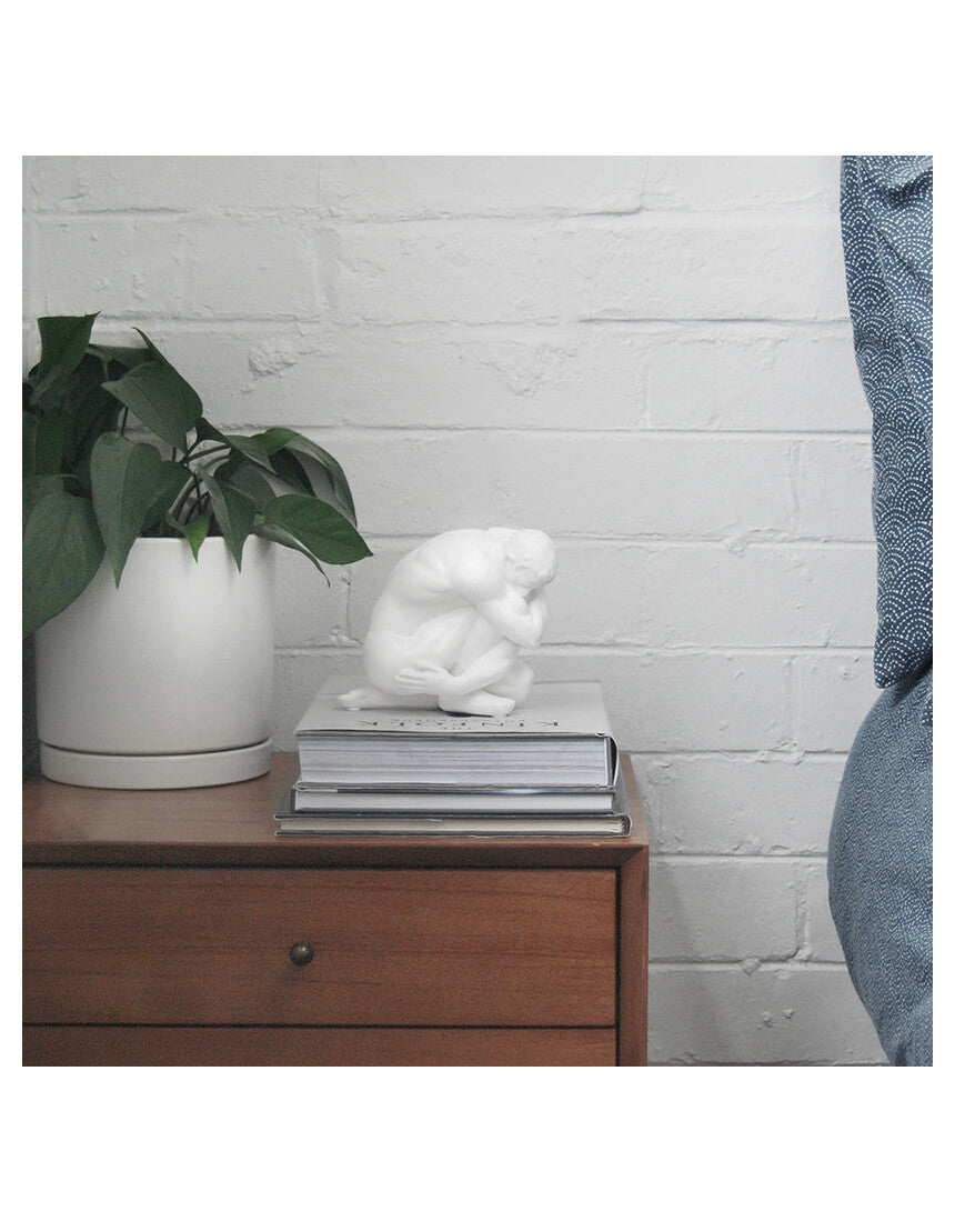 White Moose Body Sculpture Aydian in white, detailed abstract sculpture art, showcasing smooth curves and modern design.