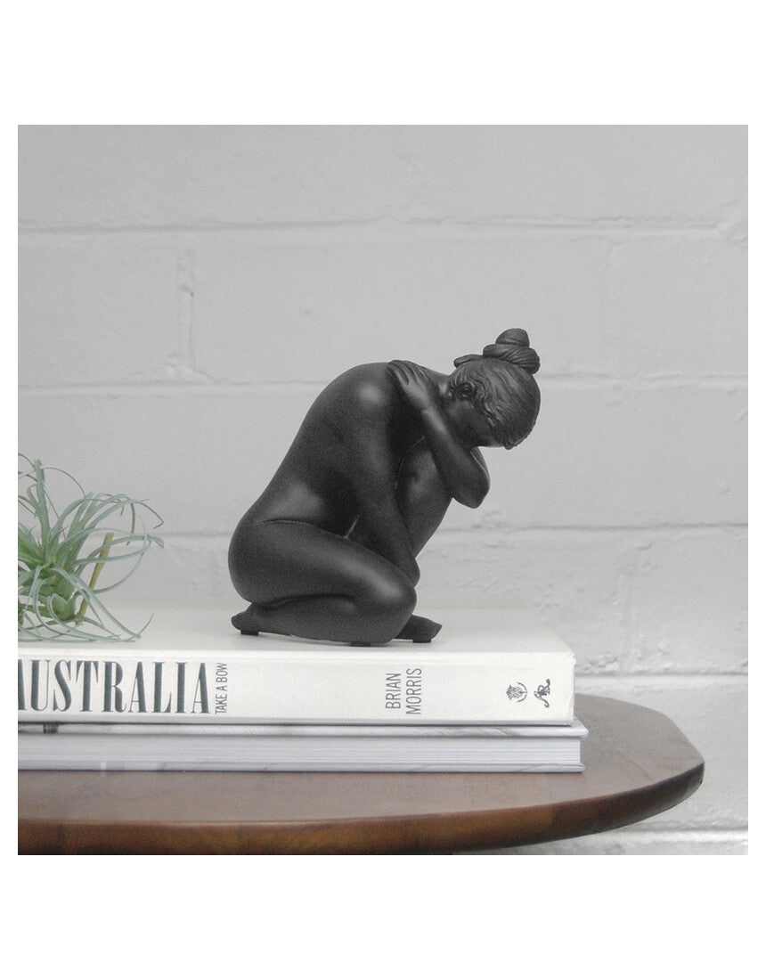 Black White Moose Body Sculpture Georgie, a sleek modern art sculpture showcasing elegant design and craftsmanship.