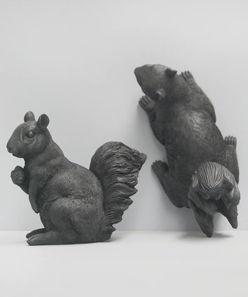 White Moose squirrel twin set in black, cozy homeware with playful squirrel design, perfect for adding charm to your space.
