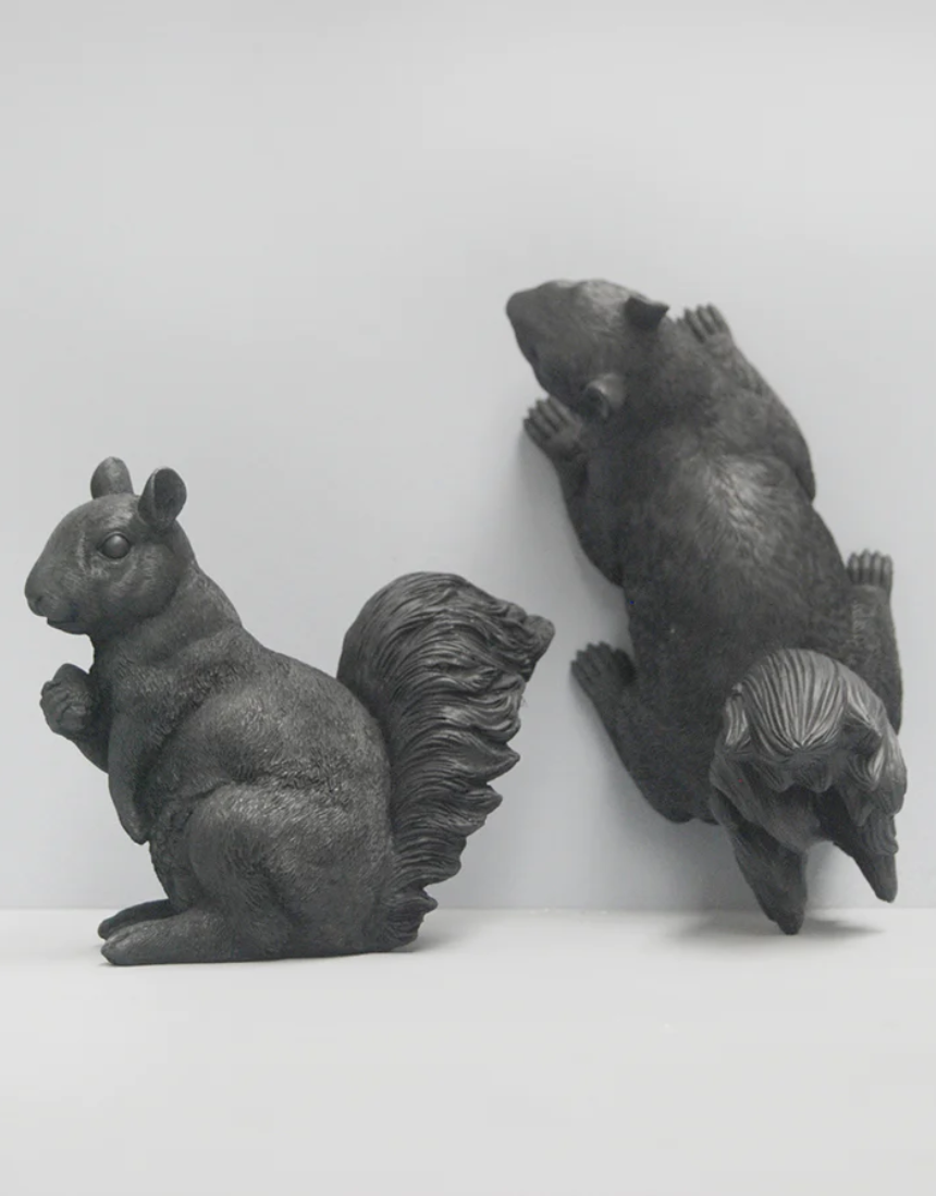 White Moose squirrel twin set in black, cozy homeware with playful squirrel design, perfect for adding charm to your space.