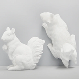 White Moose squirrel twin set of homeware items in white, featuring detailed squirrel designs on soft fabric.