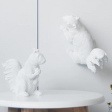 White Moose squirrel twin set of homewares in white, featuring decorative squirrel motifs for cozy home decor.