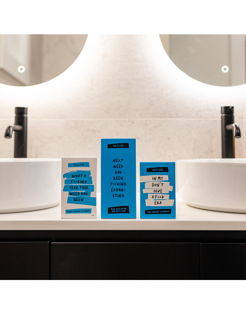 Wild Emery Next Week Has Been F**king Exhausting mini bath bomb and salty soak set package