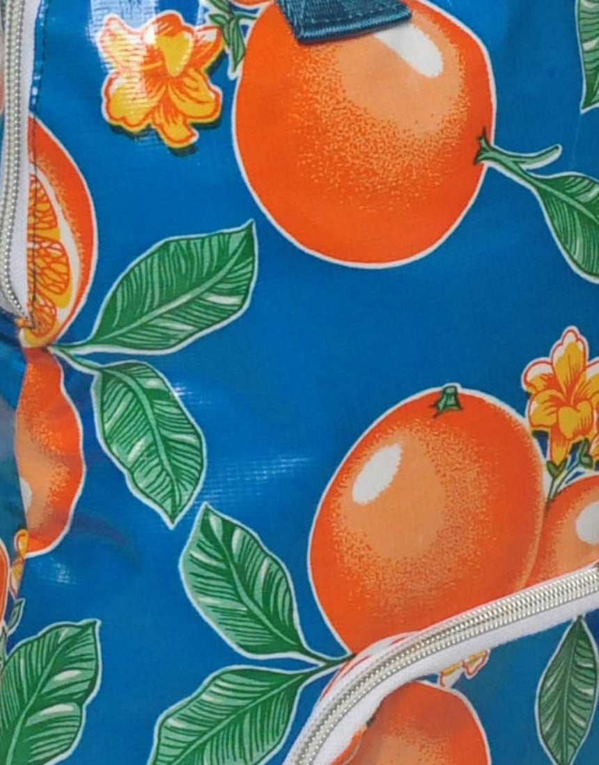 BenElke dark blue backpack with orange accents, featuring multiple compartments and adjustable straps for everyday use.