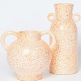 Bonnie and Neil Speckle Amber Short Vase, ceramic decorative vase with a speckle pattern in amber color.